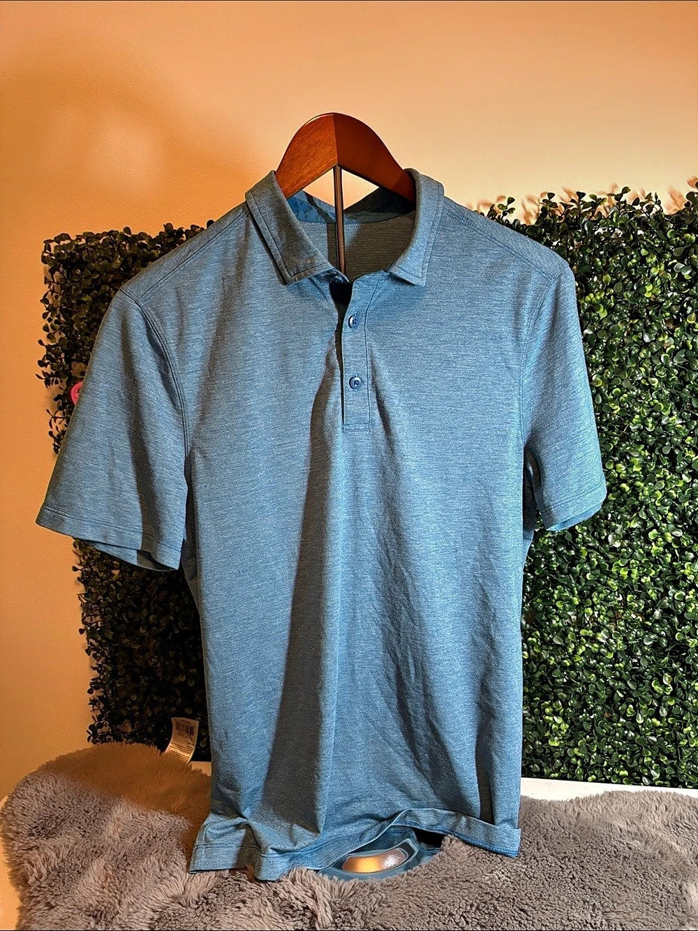 lululemon Short-Sleeve Men's Blue Polo Size Medium
